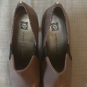 Anne Klein Snakeskin and Brown Leather Shoes